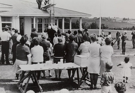 Civil defence exercise 1967 beside Memorial Pavilion